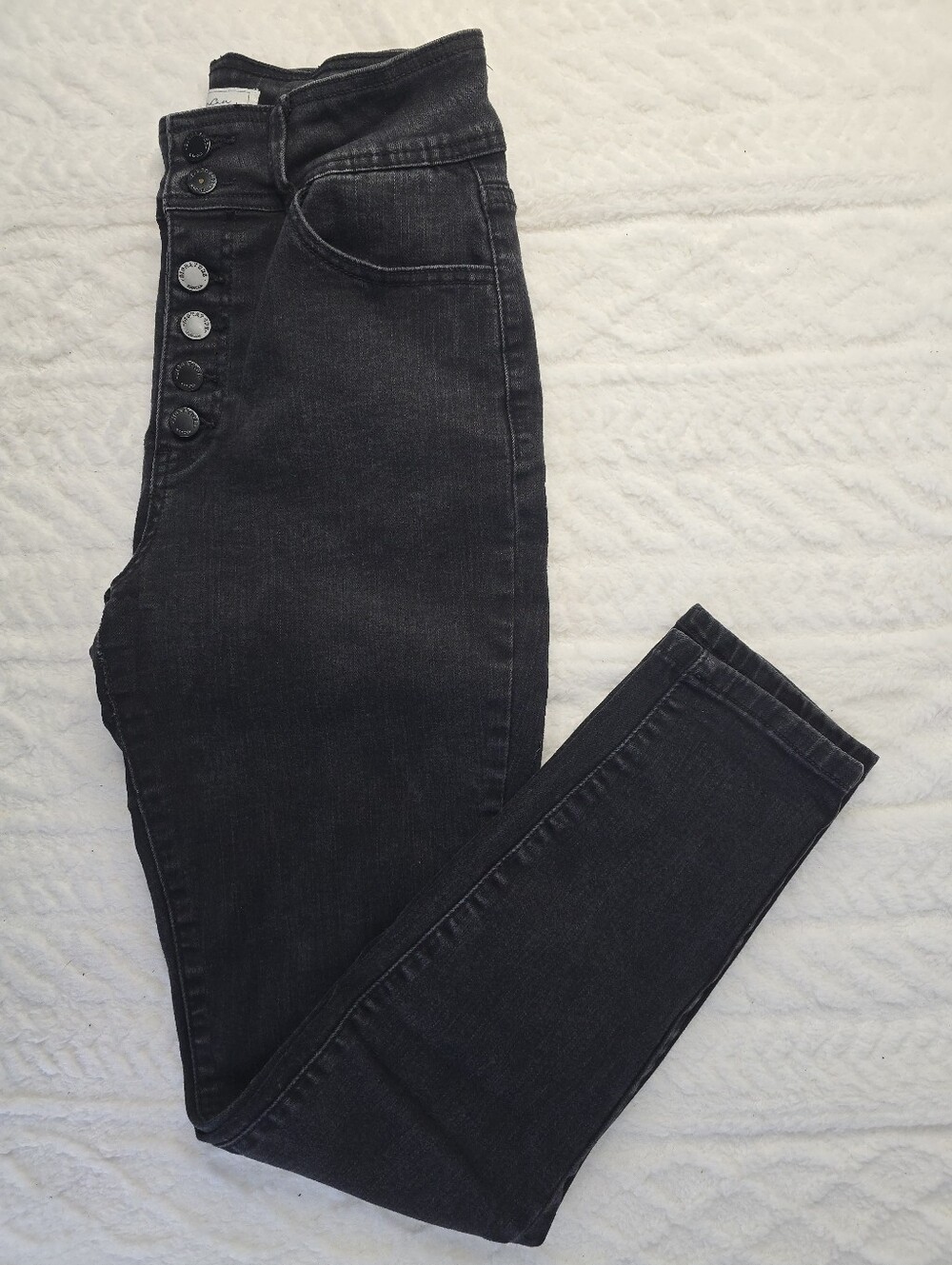 Kancan Signature Kurvy Skinny Jeans Black Ultra HIgh Rise Button Fly Moto 28